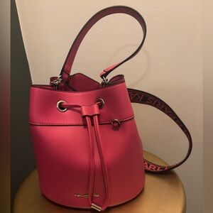 Karl Lagerfeld Pink Shoulder Bag with Drawstring Closure